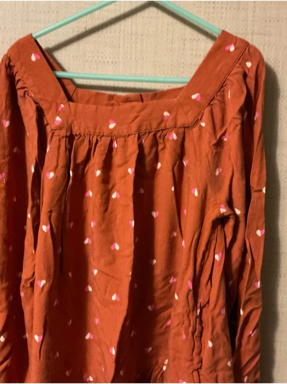 Cat & Jack Rust Orange Long Sleeve Tunic Dress with White Heart Print
